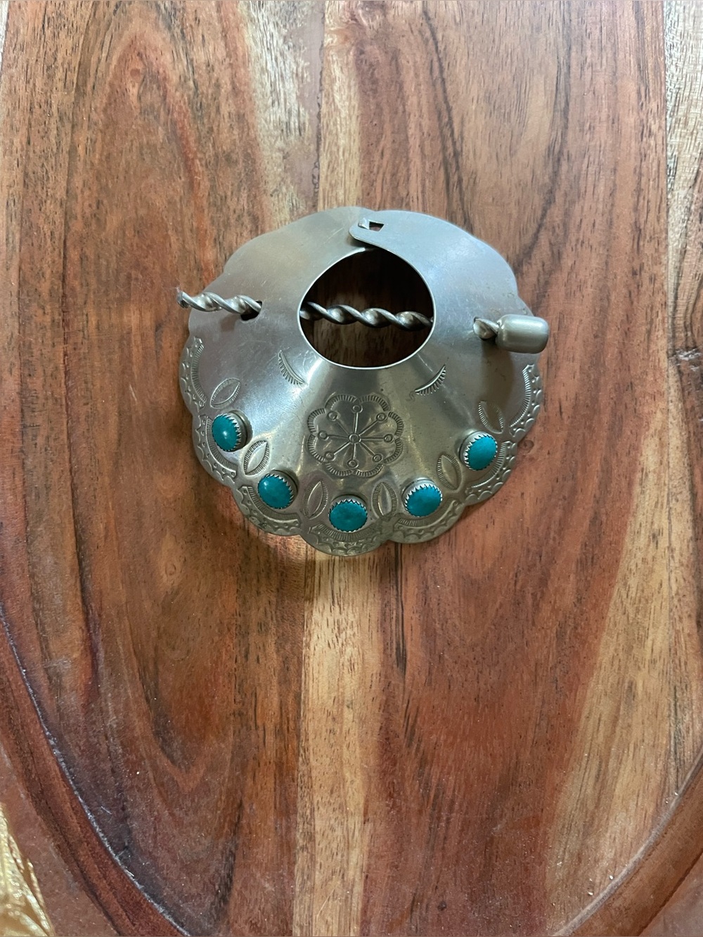 Vintage Native Turquoise Silver Hair Pony Accessory